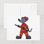 マウスは消防士としてホースを持って ポストカード (正面/裏面)