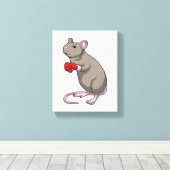 マウスをボクシングにボクシング手袋 キャンバスプリント (インサイチュ (ウッドフロア))