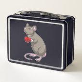 マウスをボクシングにボクシング手袋 メタルランチボックス (裏面)