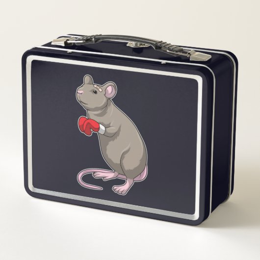 マウスをボクシングにボクシング手袋 メタルランチボックス (裏面)