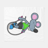 マウスをロープでフィットネスする フリースブランケット (正面(横))