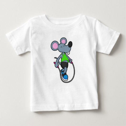 マウスをロープでフィットネスする ベビーTシャツ (正面)