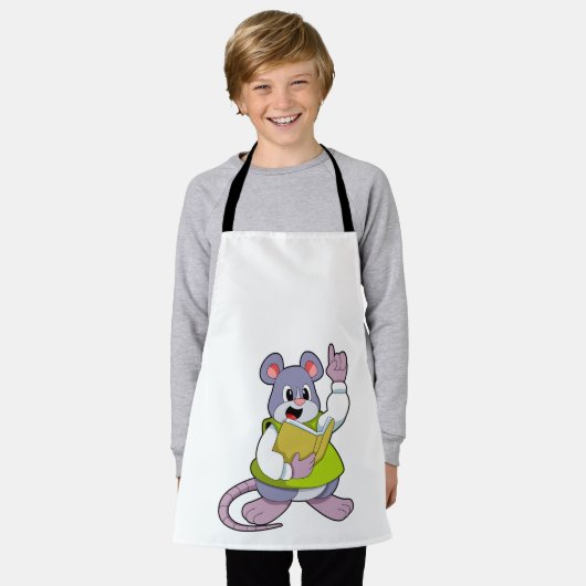 マウスを先生としてブック エプロン (着用した状態)