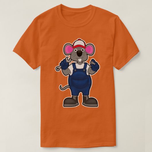 マウスを整備士としてスクリュースパナ Tシャツ (デザイン正面)