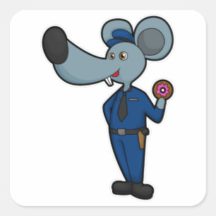 マウスを警官としてドナツと スクエアシール