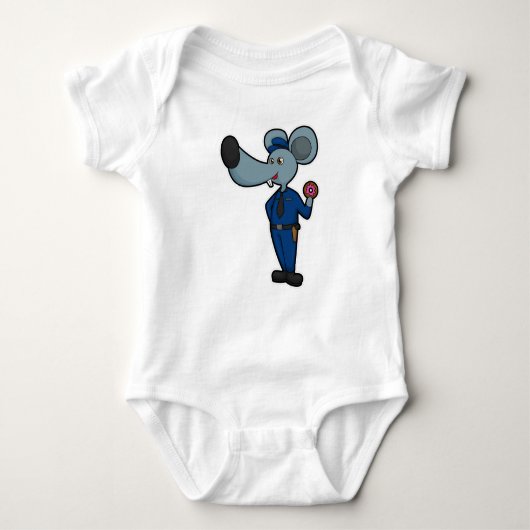 マウスを警官としてドナツと ベビーボディスーツ (正面)