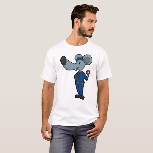 マウスを警官としてドナツと Tシャツ (正面フル)