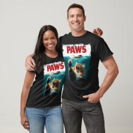 マウスを追いかけるPAWSパロディユーモアのあるネコ猫 Tシャツ