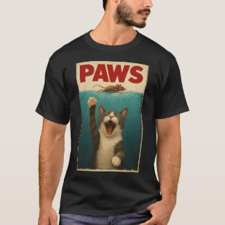 マウスを追いかけるPAWSパロディユーモアのあるネコ猫 Tシャツ