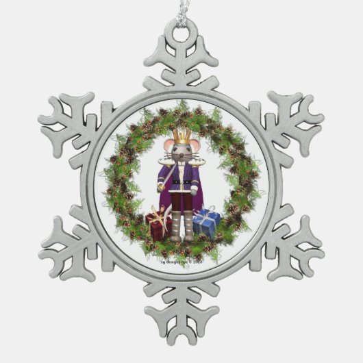 マウスキングナツクラッカースノーフレークオーナメント スノーフレークピューターオーナメント (正面)