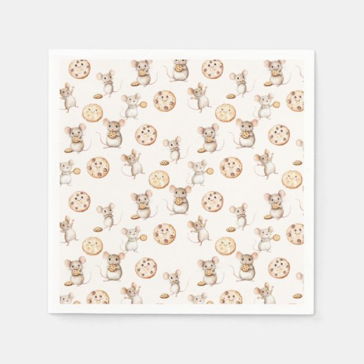 マウスクッキー子供の誕生日招待状 スタンダードカクテルナプキン (正面)