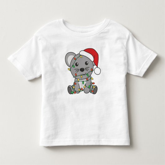 マウスクリスマスウィンターアニマルズホリデーネズミ トドラーTシャツ (正面)