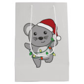 マウスクリスマスウィンターアニマルズホリデーネズミ ミディアムペーパーバッグ (裏面)