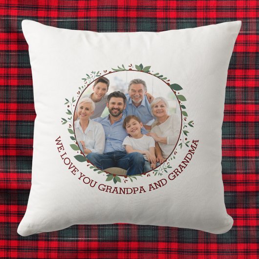 マウスグランドペアレントファミリーフォトクリスマスリース クッション