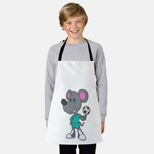 マウスサッカー選手サッカー エプロン (着用した状態)