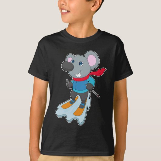 マウススキーヤー スキー 冬のスポーツ Tシャツ (正面)