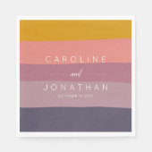 マウスタイリッシュベとマスタードのストライプのカスタムウェディング スタンダードランチョンナプキン (正面)