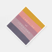 マウスタイリッシュベとマスタードのストライプのカスタムウェディング スタンダードランチョンナプキン (角)