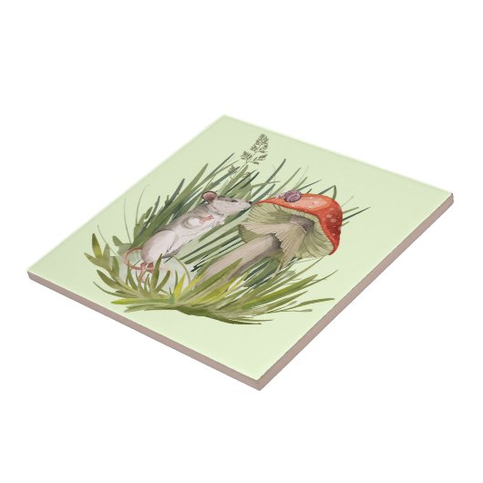 マウスタルキとカタツムリの水のカラーアート タイル (側面)