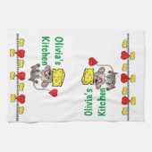 マウスネズミチーズ赤いハートキッチンハンドタオル キッチンタオル (横)