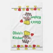 マウスネズミチーズ赤いハートキッチンハンドタオル キッチンタオル (縦)