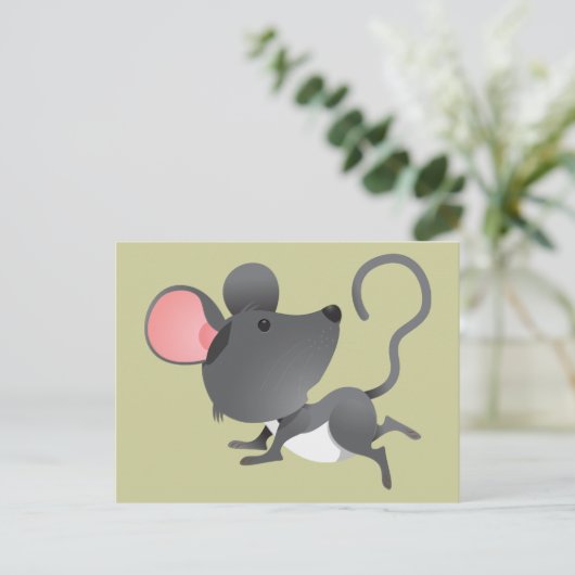 マウスネズミネズミ齧歯動物哺乳類かわいい漫画の動物 ポストカード (スタンド正面)