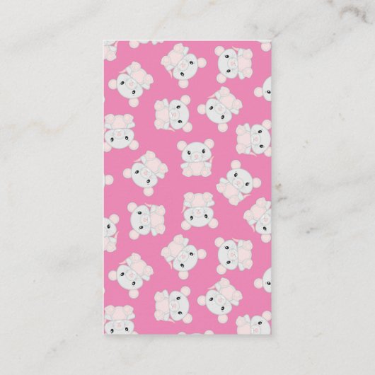 マウスネズミ赤ちゃんシャワーピンク エンクロージャーカード (裏面)