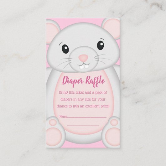 マウスネズミ赤ちゃんシャワーピンク エンクロージャーカード (正面)