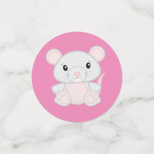 マウスネズミ赤ちゃんシャワーピンク コンフェッティ (スモール正面)