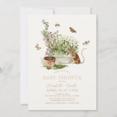 マウスバタフライビーガーデンベビーシャワー 招待状 (正面)