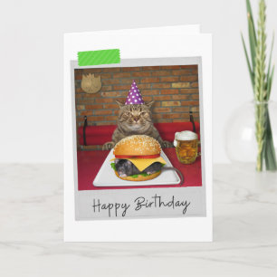 マウスバーガー猫おもしろい誕生日カード カード