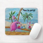 マウスパッドの水彩画をパーティを楽しむピンクのフラミンゴの時間 マウスパッド (マウス)