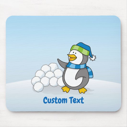 マウスパッドを振る雪玉の小さなペンギン マウスパッド (正面)