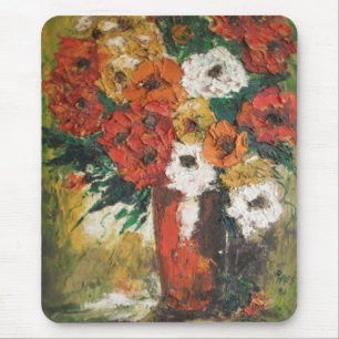 マウスパッドアン絵画ヘイズ赤い花混合 マウスパッド