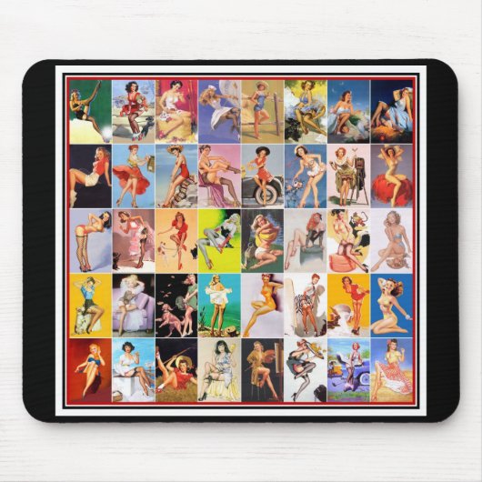 マウスパッドピンアップガールズアートヴィンテージレトロコラージュ2 マウスパッド (正面)