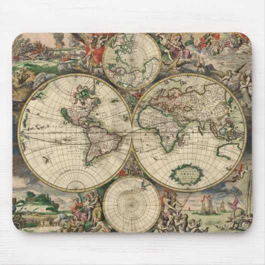 マウスパッドヴィンテージ世界地図1689 マウスパッド (正面)