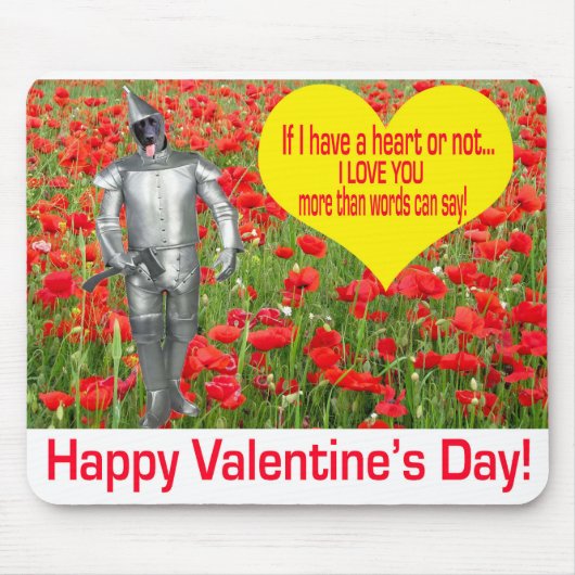 マウスパッド.ハッピーバレンタインデー.ブラックラボ/ tin マウスパッド (正面)