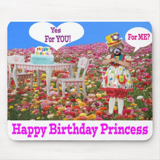 マウスパッド.ハッピーバースデープリンセス赤いパンダ/lit マウスパッド (正面)