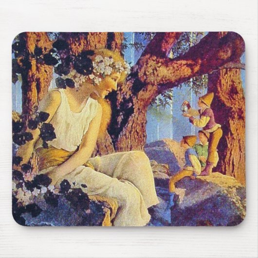 マウスパッド:小妖精や小人付き女の子 – by Maxfield Parrish マウスパッド (正面)
