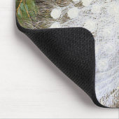 マウスパッド：白と青のピーコック マウスパッド (コーナー)