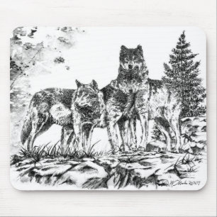 マウスパッド- 3つはイラストレーションをWolfs マウスパッド