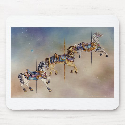 マウスパッド – 3頭の回転木馬馬 (正面)