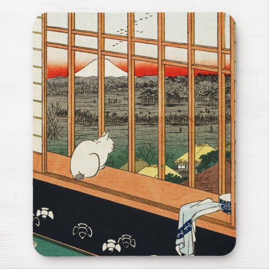 マウスパッド:Cat on Window by広重歌川広重 マウスパッド (正面)