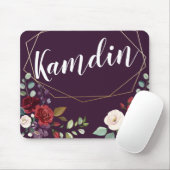 マウスパッパーソナライズされたトプラムパープルバラ金ゴールドジオメトリ マウスパッド (マウス)