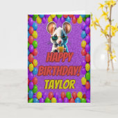 マウスパーソナライズされたおもしろいグリーティング誕生日カード カード (黄色い花)