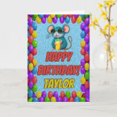 マウスパーソナライズされたおもしろいグリーティング誕生日カード カード (黄色い花)