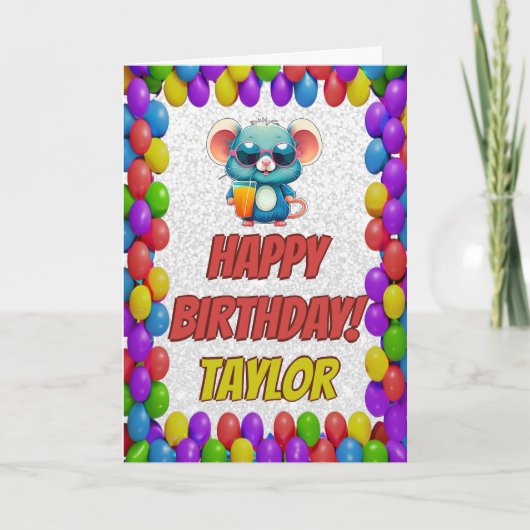 マウスパーソナライズされたおもしろいグリーティング誕生日カード カード (正面)