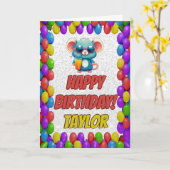 マウスパーソナライズされたおもしろいグリーティング誕生日カード カード (黄色い花)