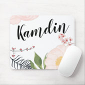 マウスパーソナライズされたパッドホワイトフローラ花オンWhi マウスパッド (マウス)