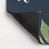 マウスパーソナライズされたパッドホワイトフローラ花on Dar マウスパッド (コーナー)